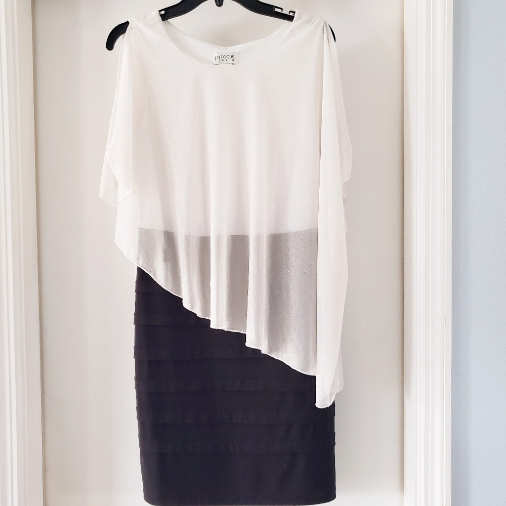 Pensil Skirt Dress with Flowy Sparkle Top